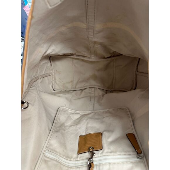 Coach F31382 Hadley Canvas Leather Stripe Duffle Tote Handbag Purse - READ - Picture 4 of 8